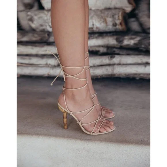 Cult Gaia Soleil Lace Up Leather High Heel Stiletto Sandals Sexy Wedding Guest - Picture 13 of 16